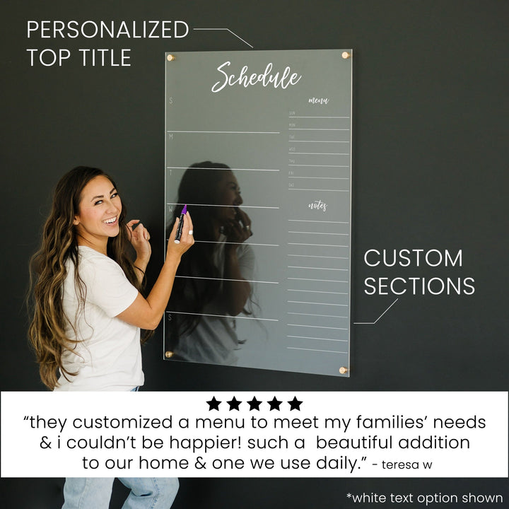 Weekly Acrylic Calendar + 2 Sections | Vertical Traeger