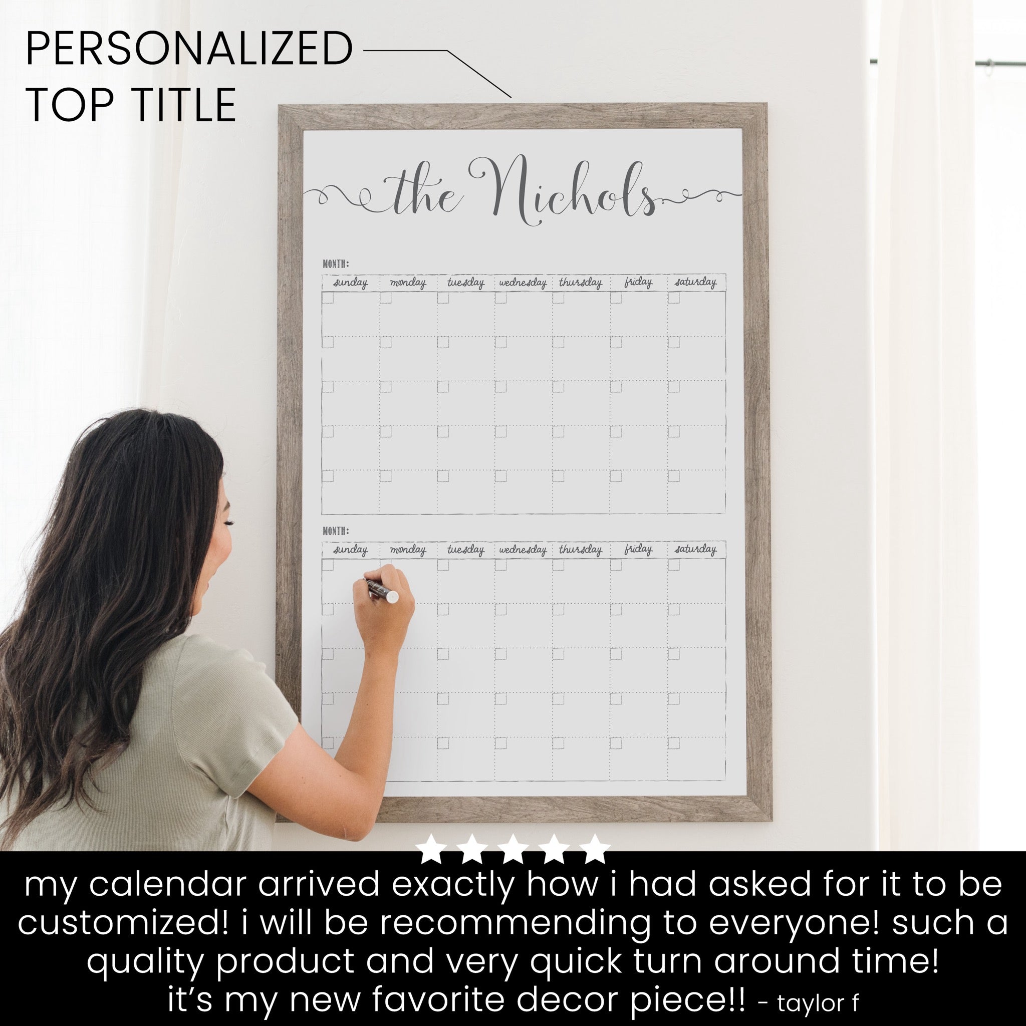 2 Month Framed Whiteboard Calendar | Vertical Knope