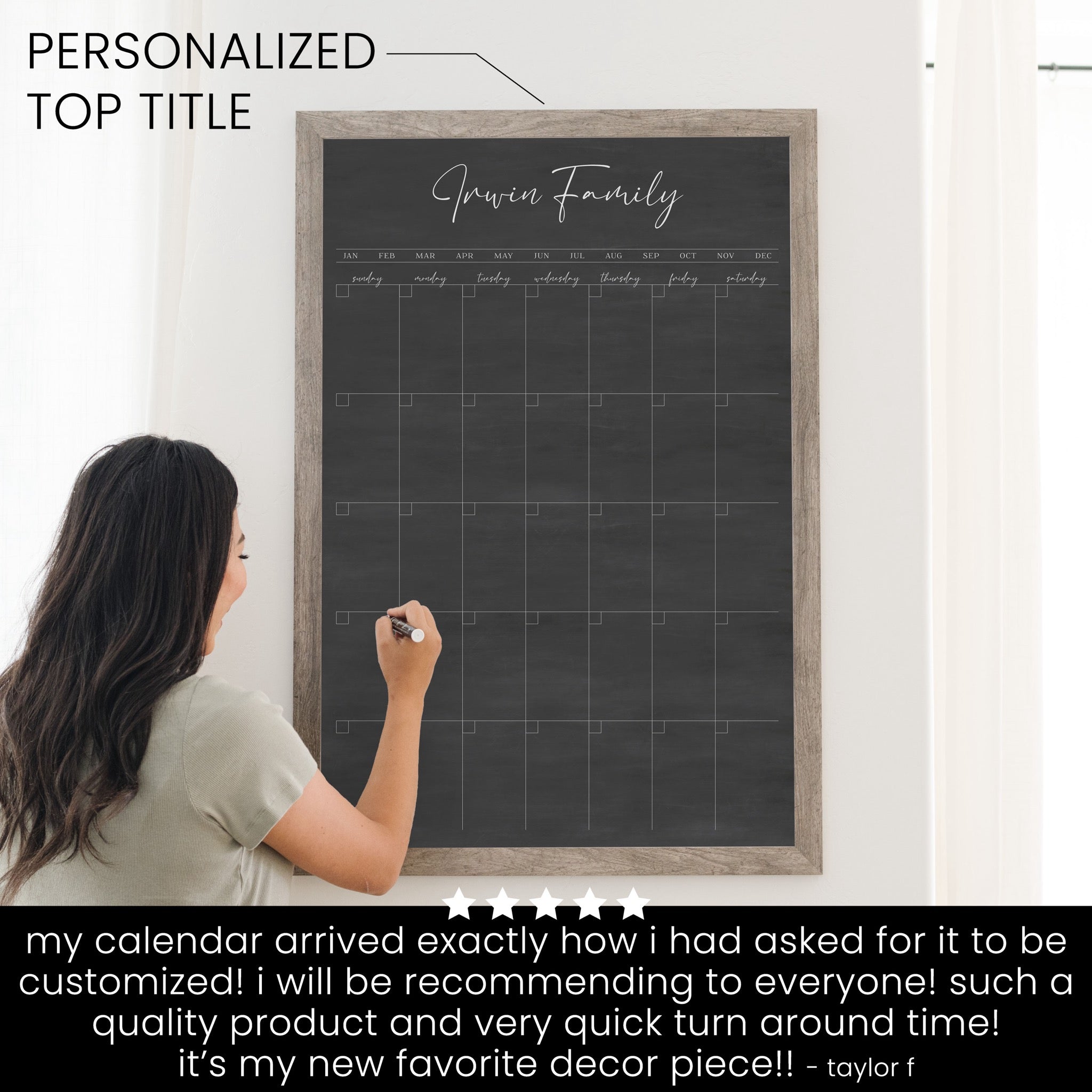 Monthly Framed Chalkboard Calendar | Vertical Pennington
