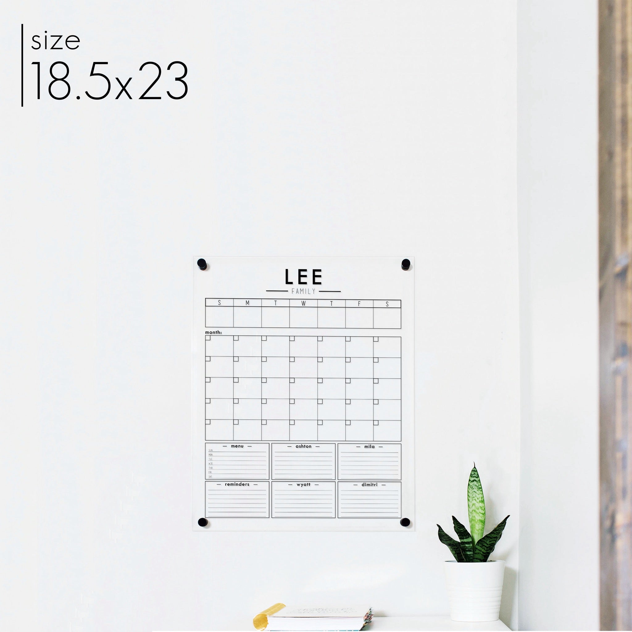 Week & Month Acrylic Calendar + 6 Sections | Vertical Craig