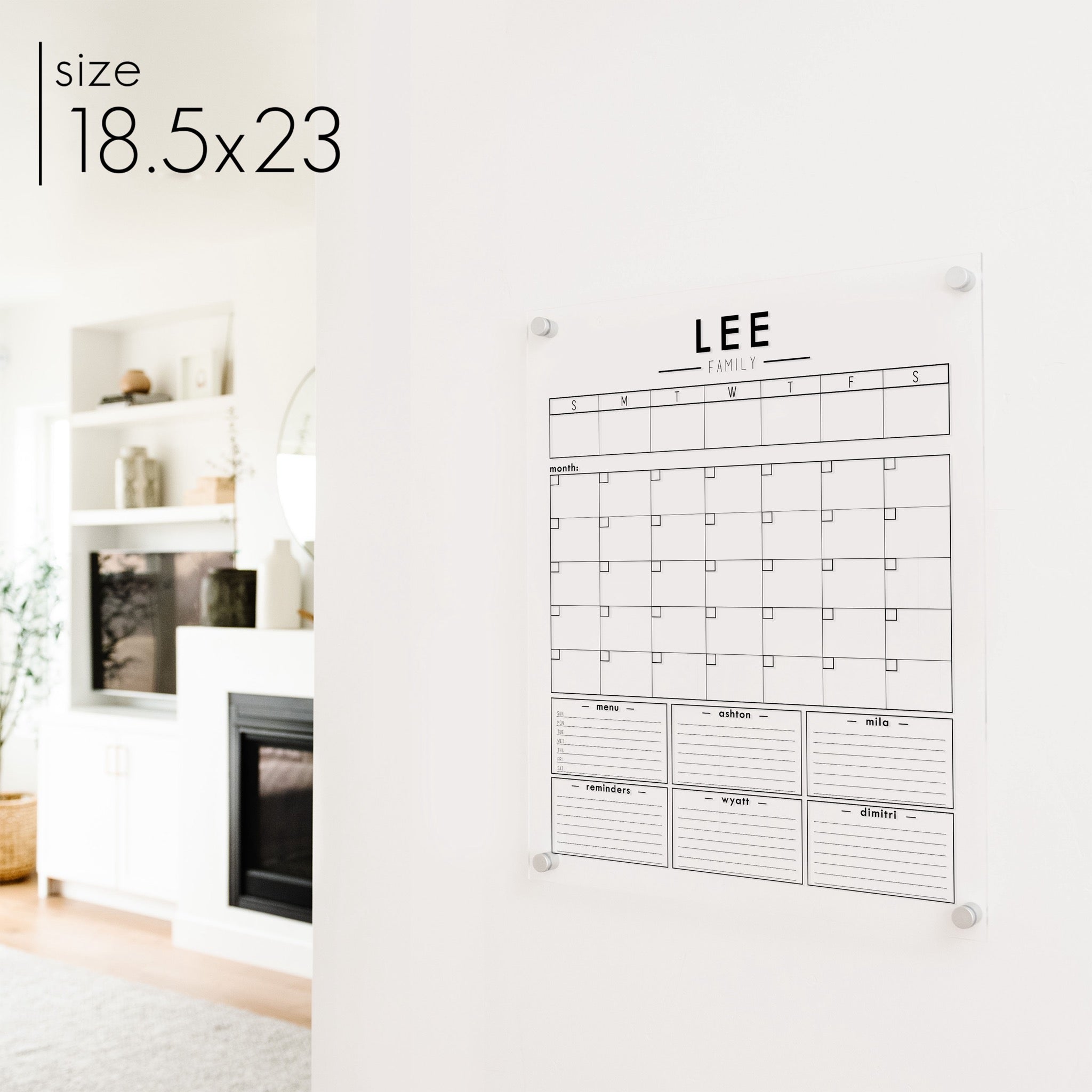 Week & Month Acrylic Calendar + 6 Sections | Vertical Craig