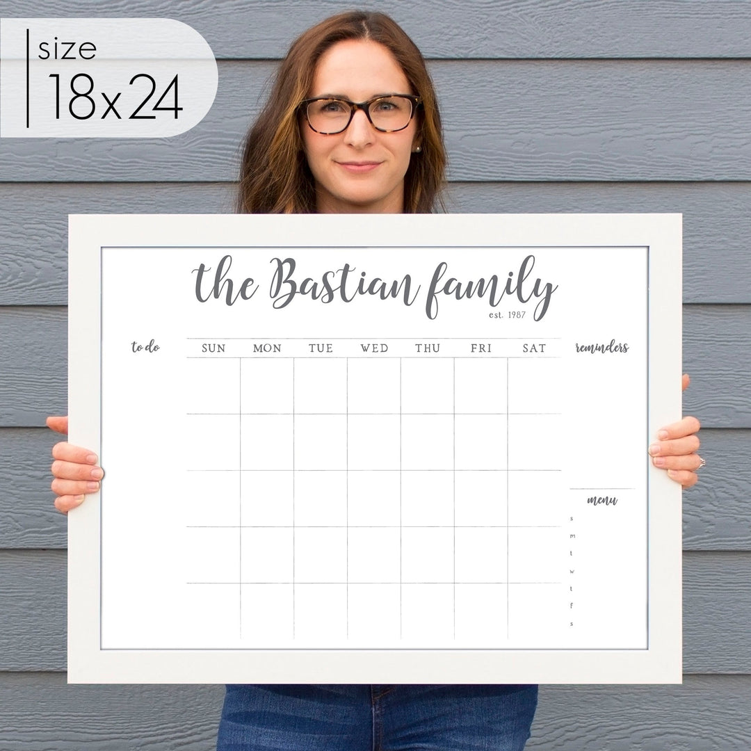 Monthly Framed Whiteboard Calendar + 3 sections | Horizontal Perkins