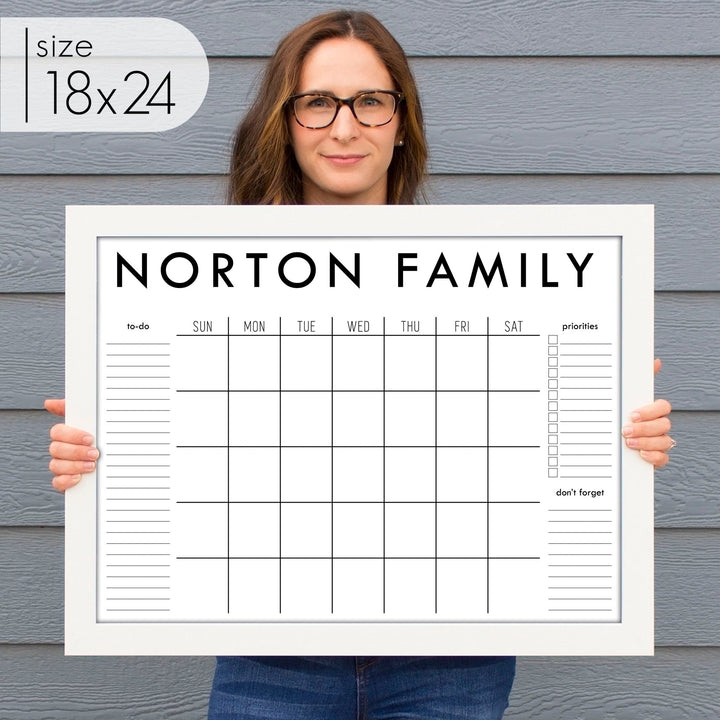 Monthly Framed Whiteboard Calendar + 3 sections | Horizontal Madi