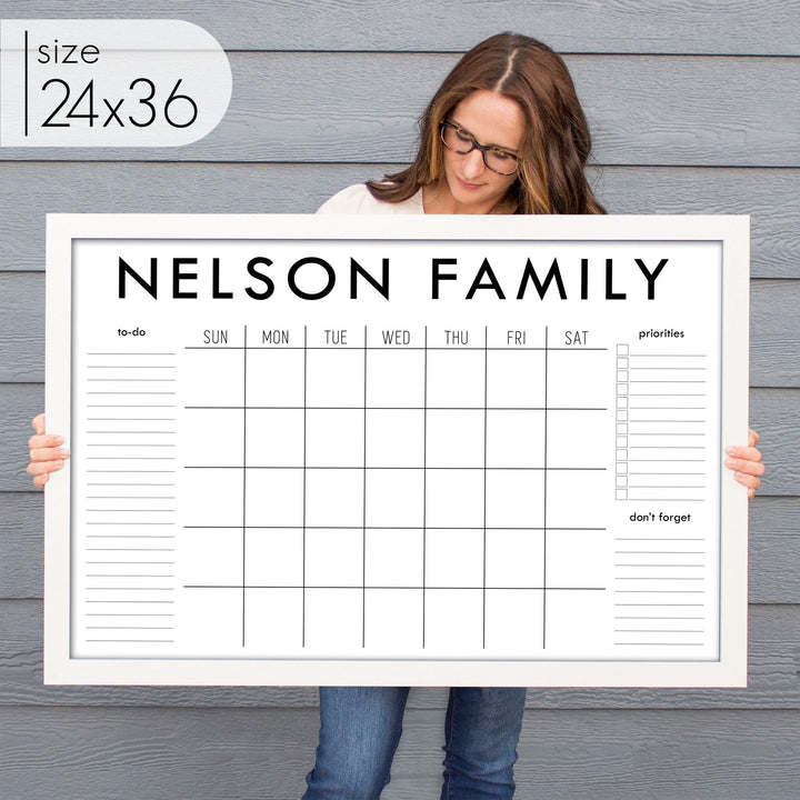 Monthly Framed Chalkboard Calendar + 3 sections | Horizontal Madi