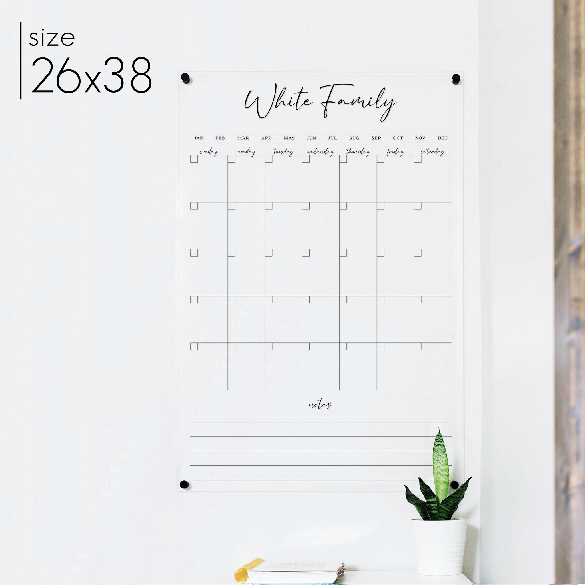 Monthly Acrylic Calendar + 1 Section | Vertical Pennington
