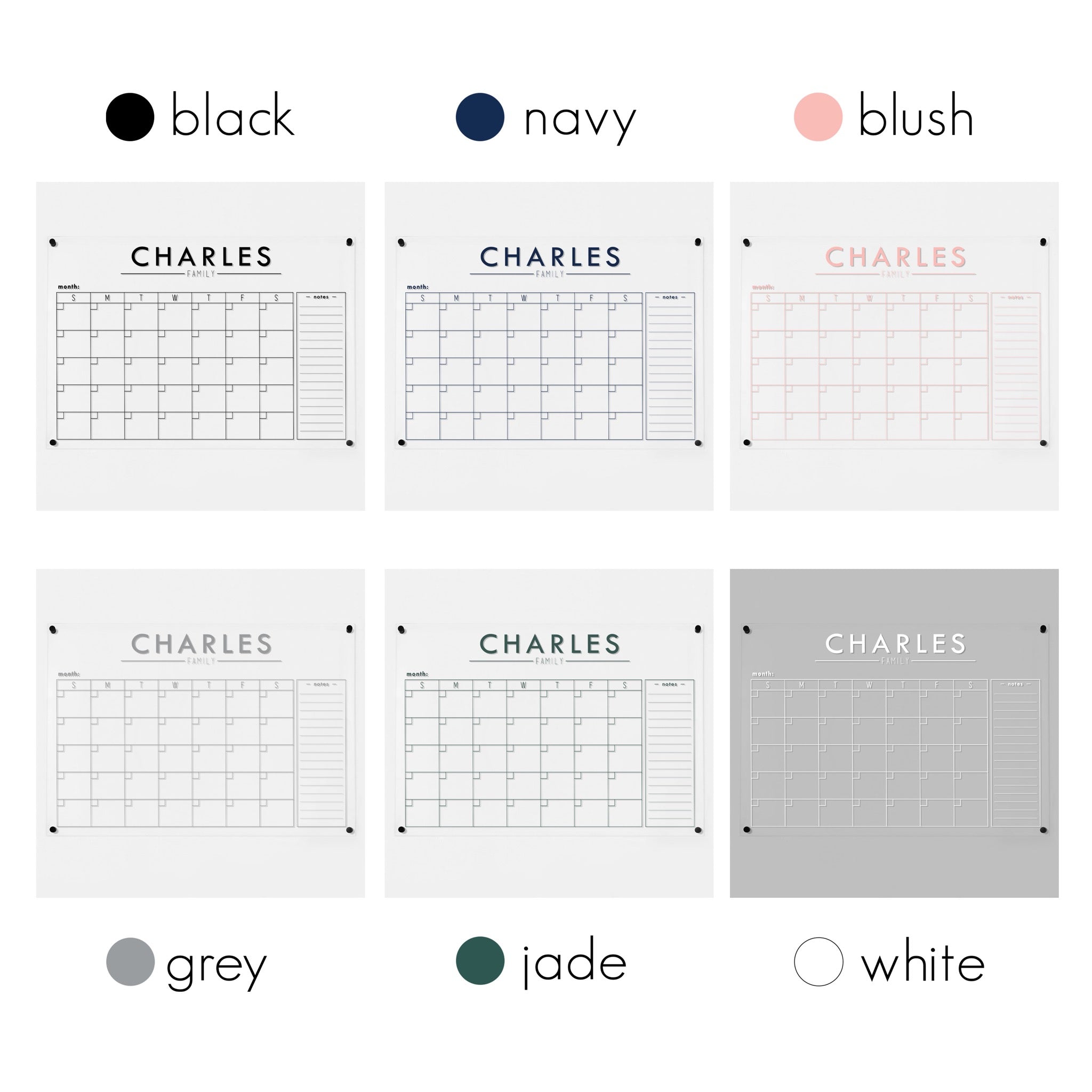 Monthly Acrylic Calendar + 1 Section | Horizontal Craig