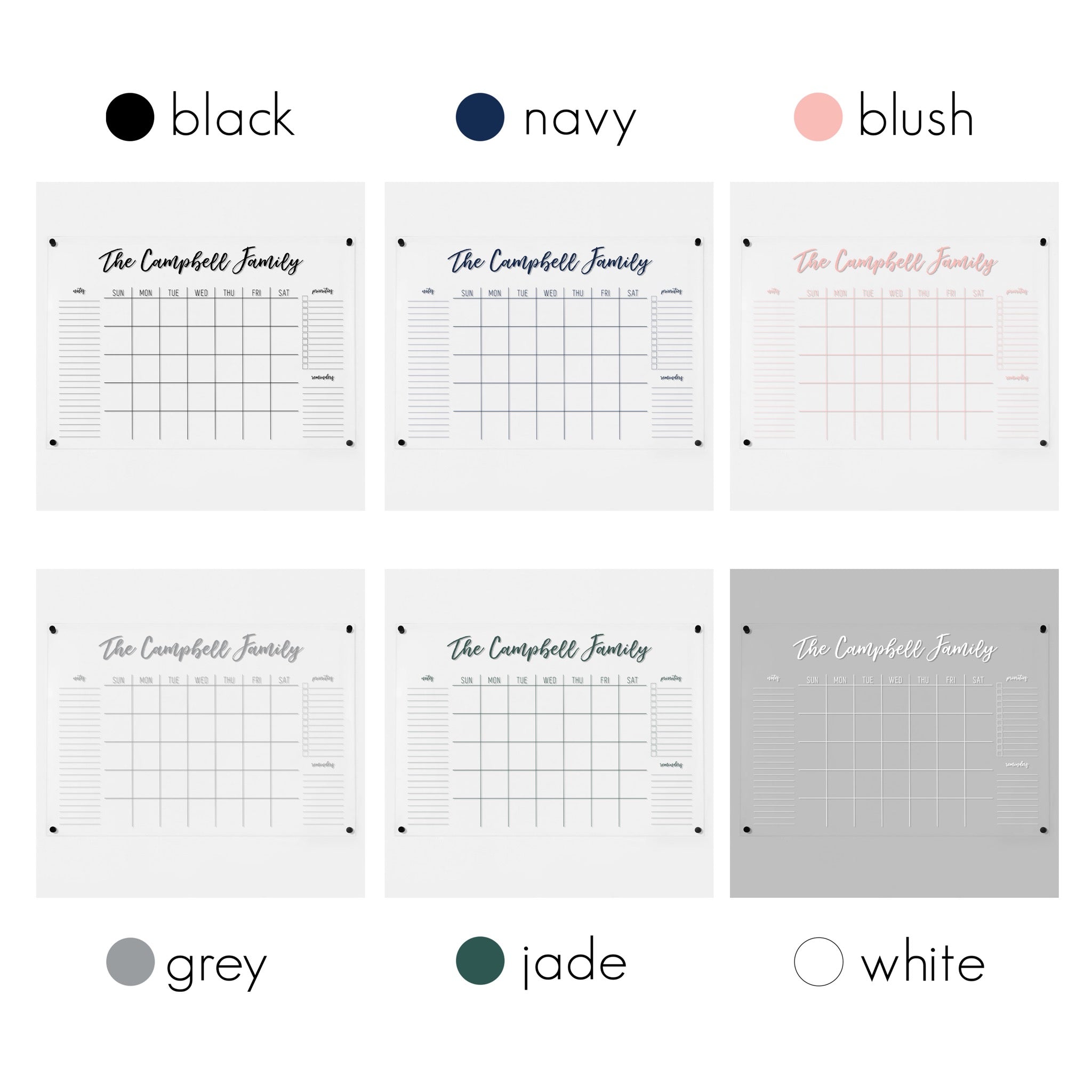 Monthly Acrylic Calendar + 3 Sections | Horizontal Traeger