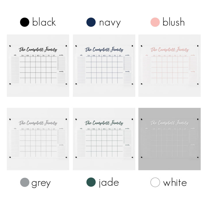 Monthly Acrylic Calendar + 3 Sections | Horizontal Traeger