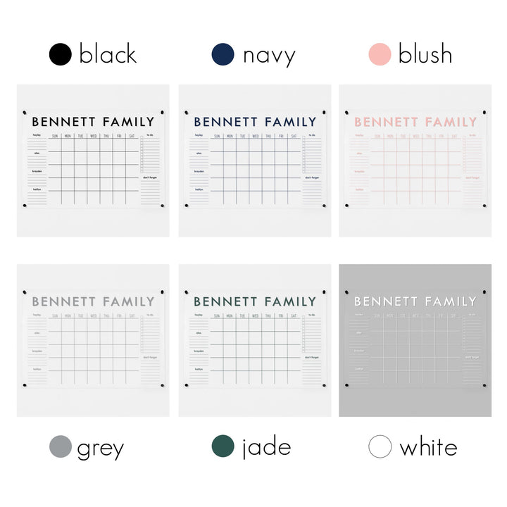 Monthly Acrylic Calendar + 6 Sections | Horizontal Madi