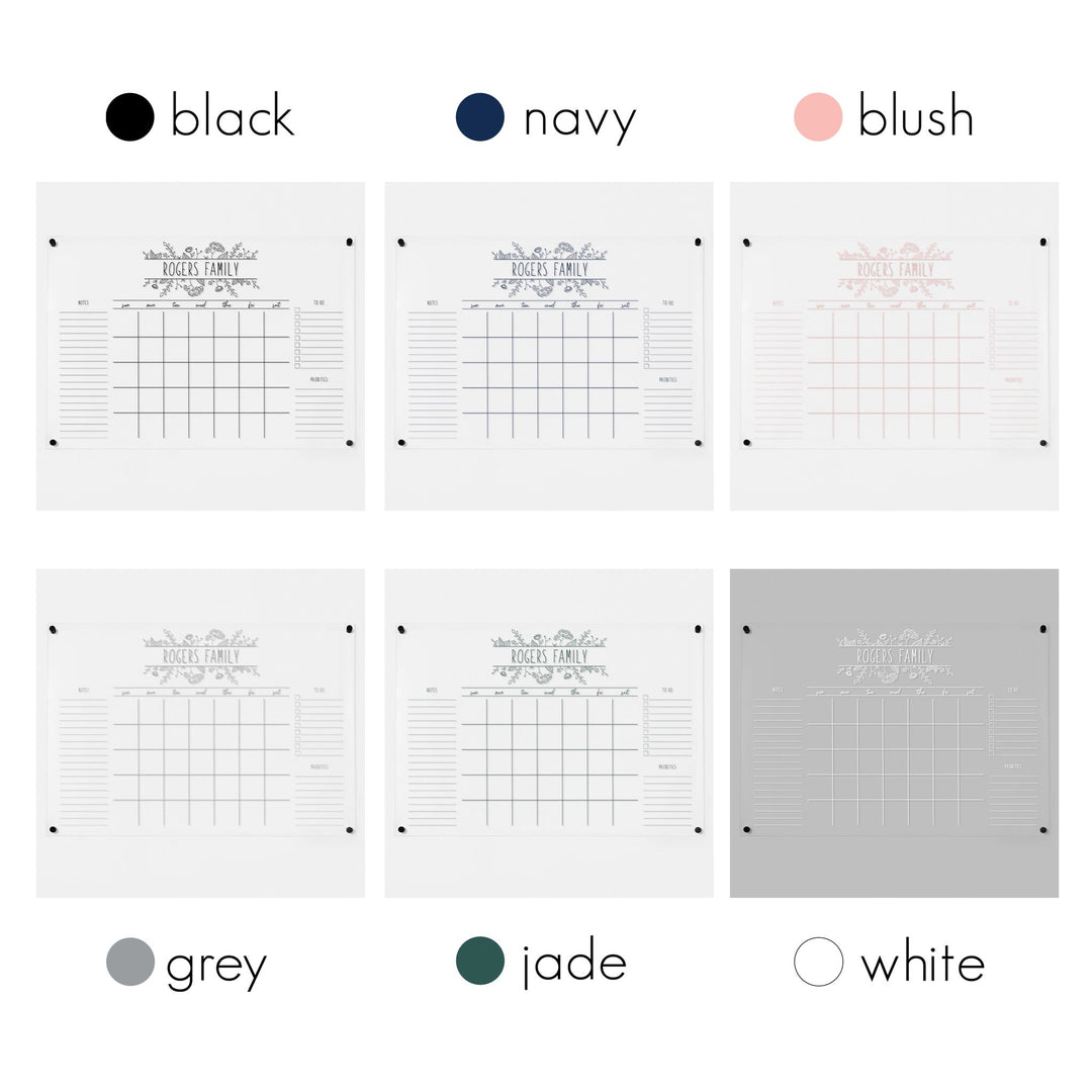 Monthly Acrylic Calendar + 3 Sections | Horizontal Lucy