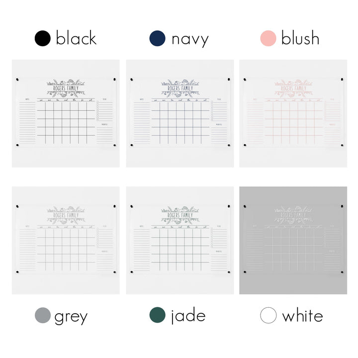 Monthly Acrylic Calendar + 3 Sections | Horizontal Lucy