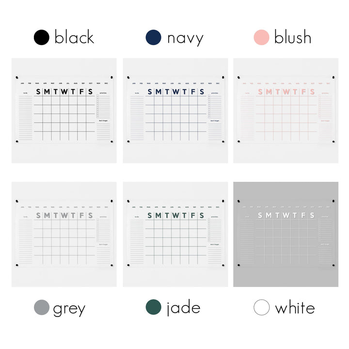 Monthly Acrylic Calendar + 3 Sections | Horizontal Minimalist