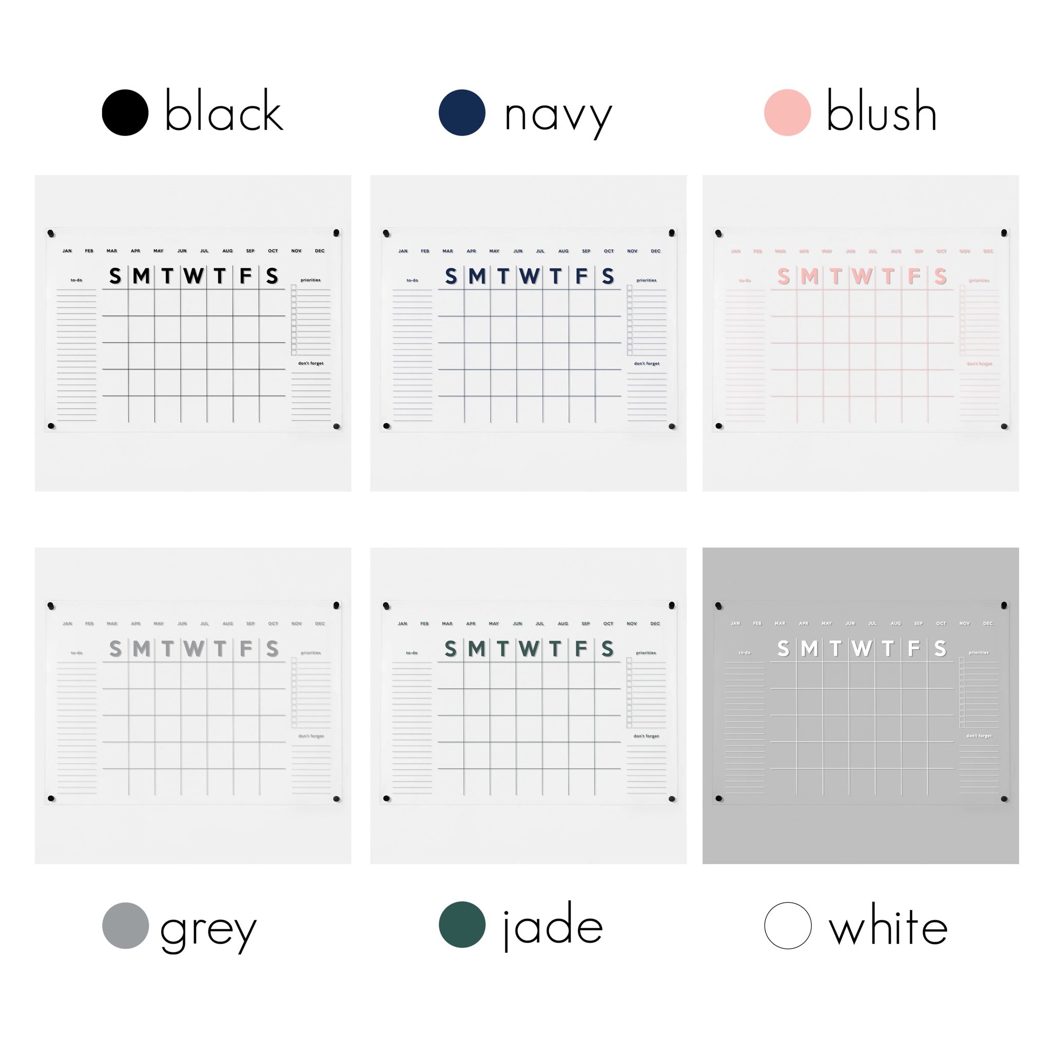 Monthly Acrylic Calendar + 3 Sections | Horizontal Minimalist