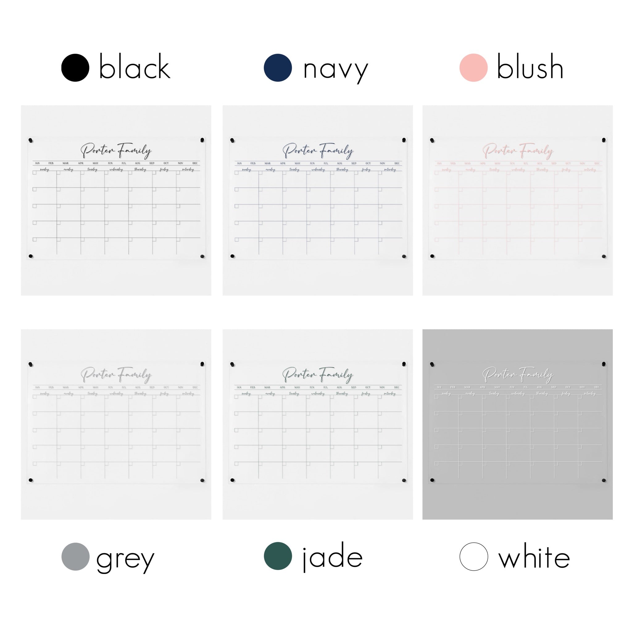 Monthly Acrylic Calendar | Horizontal Pennington