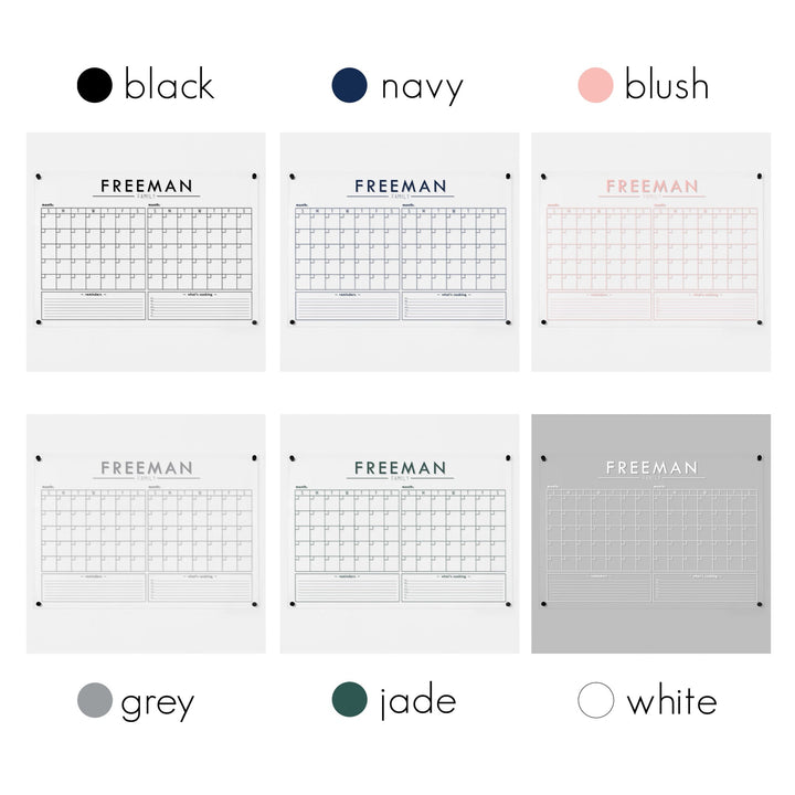 2 Month Acrylic Calendar + 2 Sections | Horizontal Craig