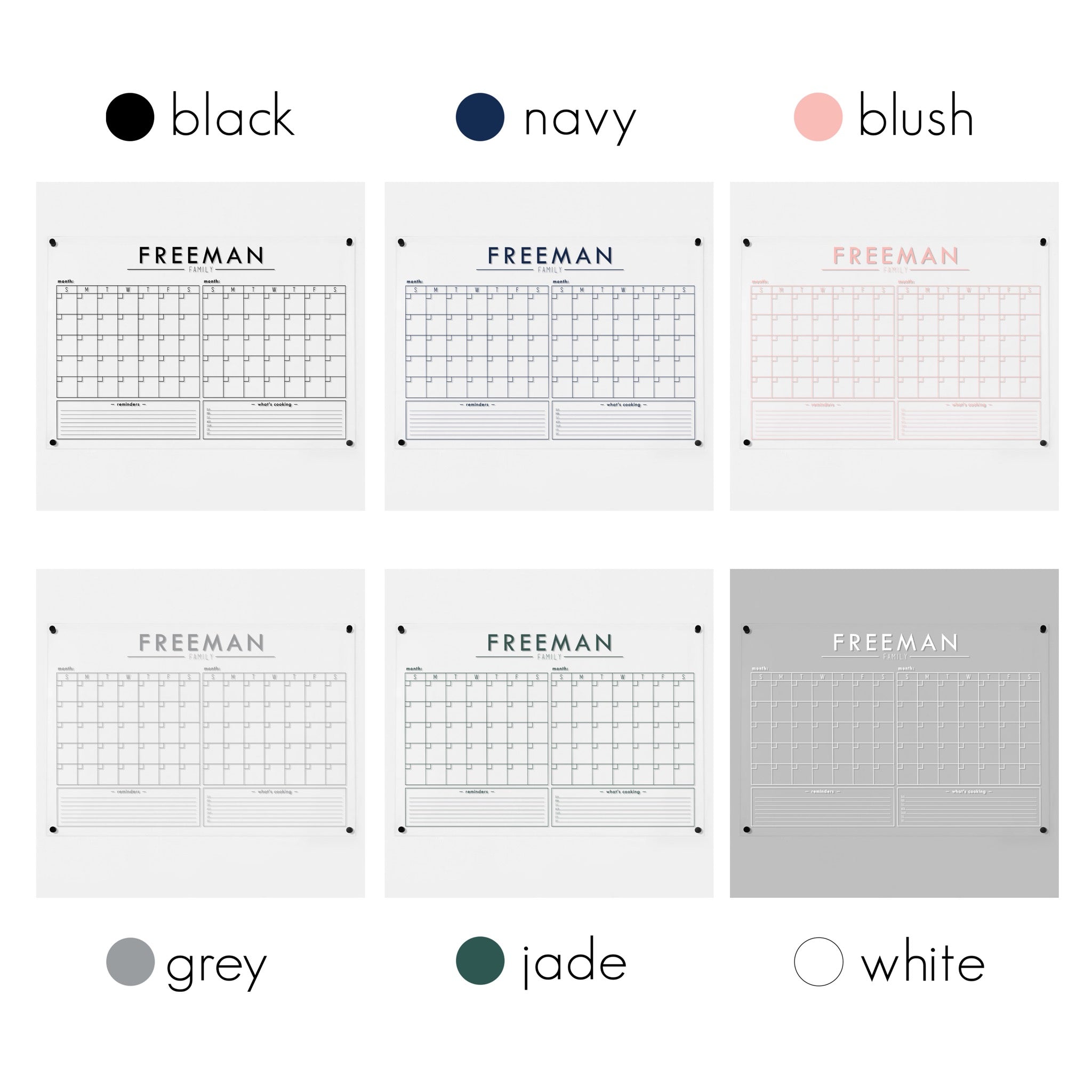 2 Month Acrylic Calendar + 2 Sections | Horizontal Craig