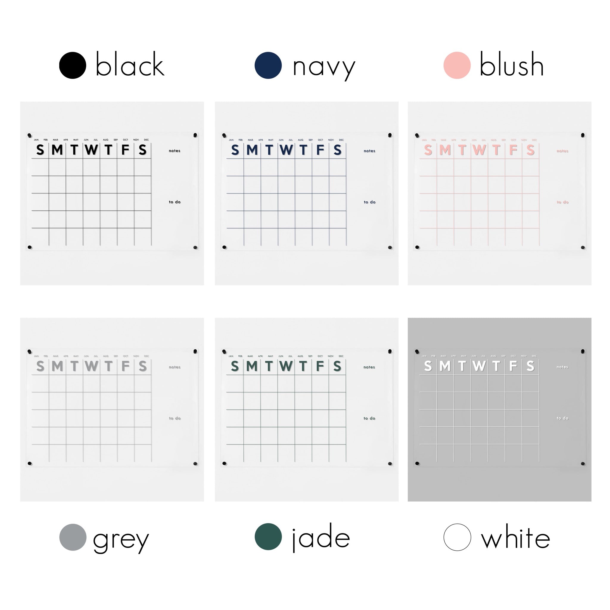 Monthly Acrylic Calendar + 2 Sections | Horizontal Minimalist