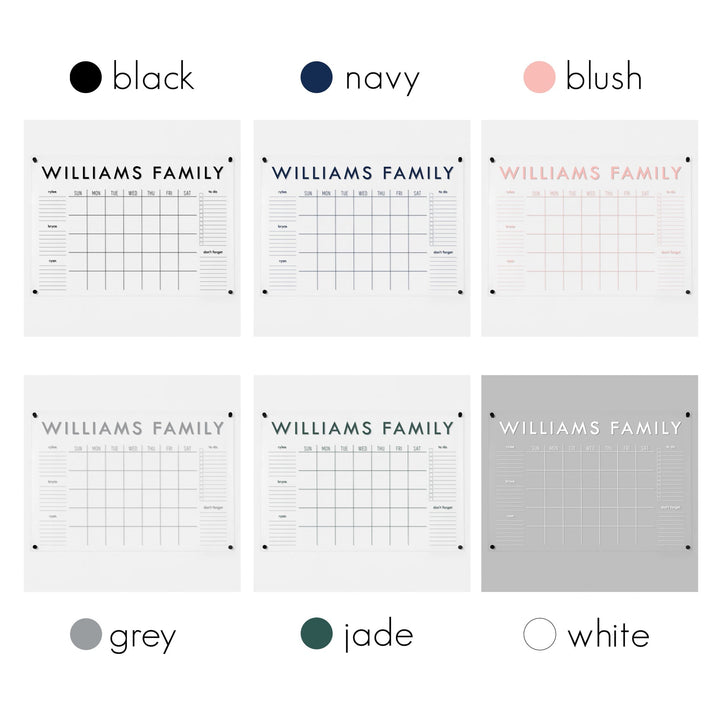 Monthly Acrylic Calendar + 5 Sections | Horizontal Madi