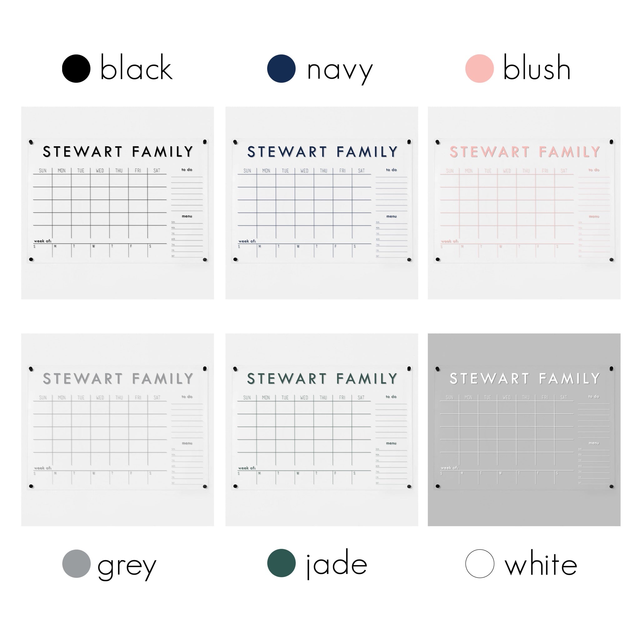 Week & Month Acrylic Calendar + 2 Sections | Horizontal Madi