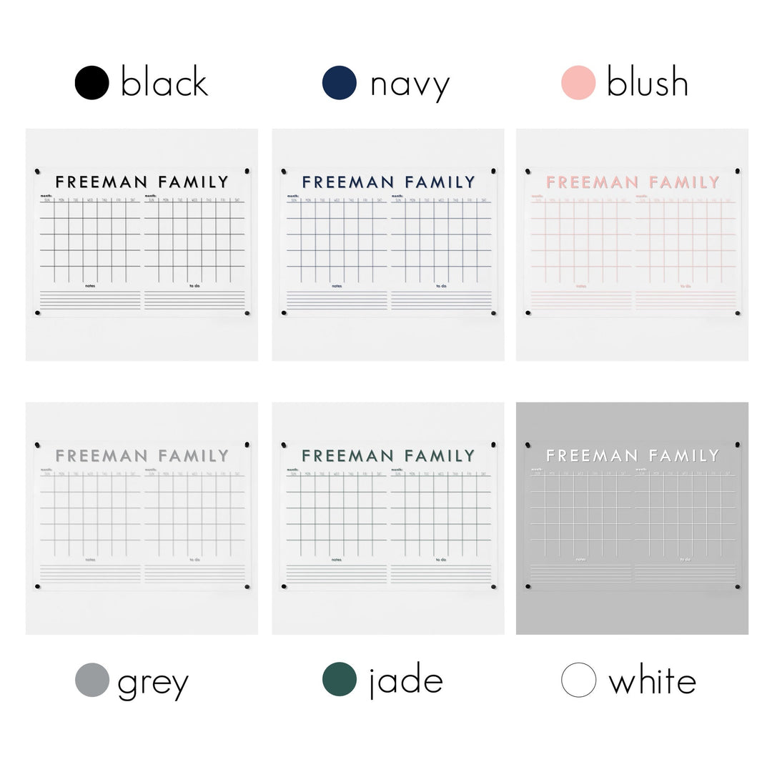 2 Month Acrylic Calendar + 2 Sections | Horizontal Madi