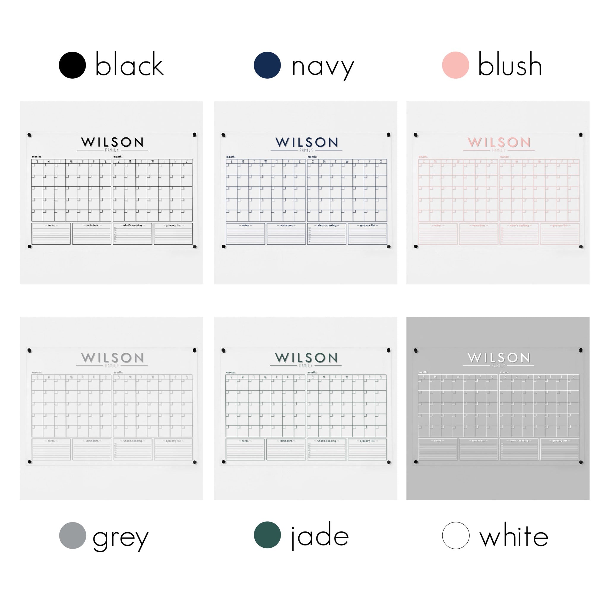 2 Month Acrylic Calendar + 4 Sections | Horizontal Craig