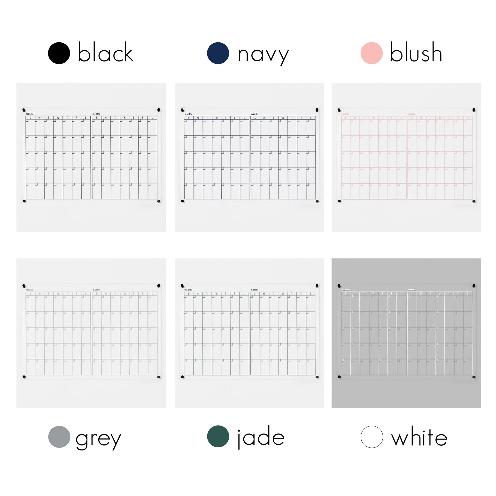 2 Month Acrylic Calendar | Horizontal Multi-style