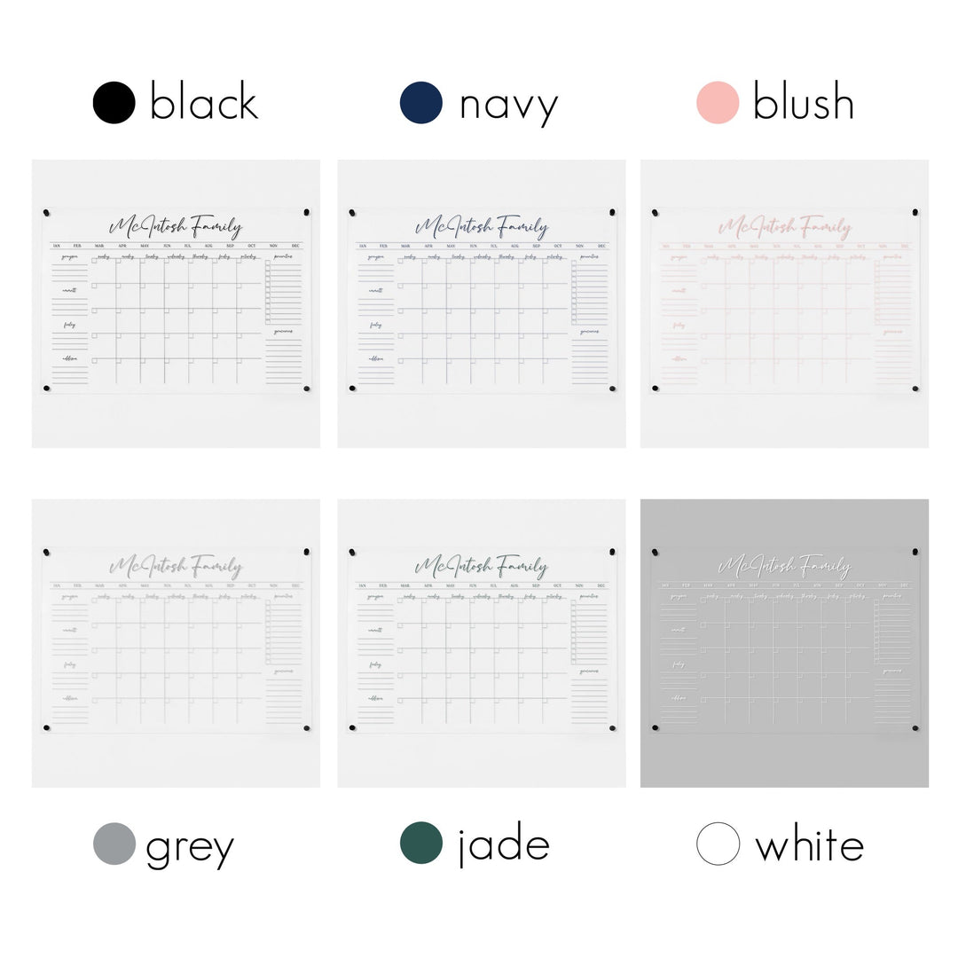 Monthly Acrylic Calendar + 6 Sections | Horizontal Pennington