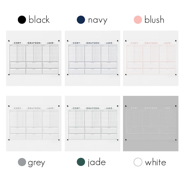 3 Person Acrylic Chore Chart | Horizontal Craig