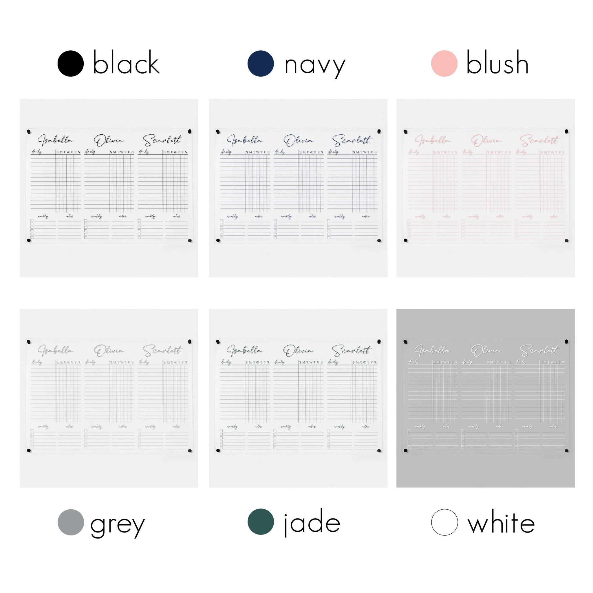 3 Person Acrylic Chore Chart | Horizontal Pennington