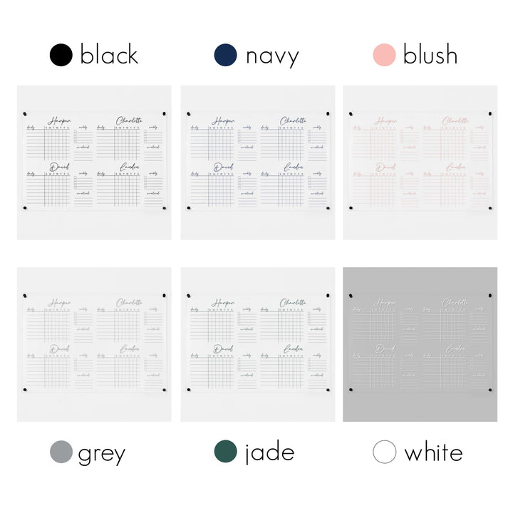 4 Person Acrylic Chore Chart | Horizontal Pennington