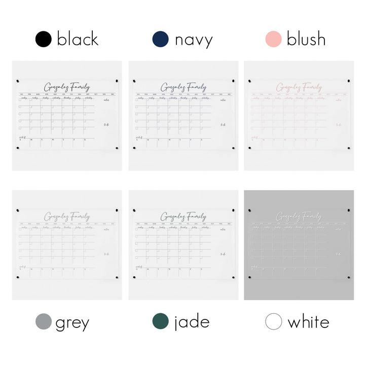 Week & Month Acrylic Calendar + 2 Sections | Horizontal Pennington