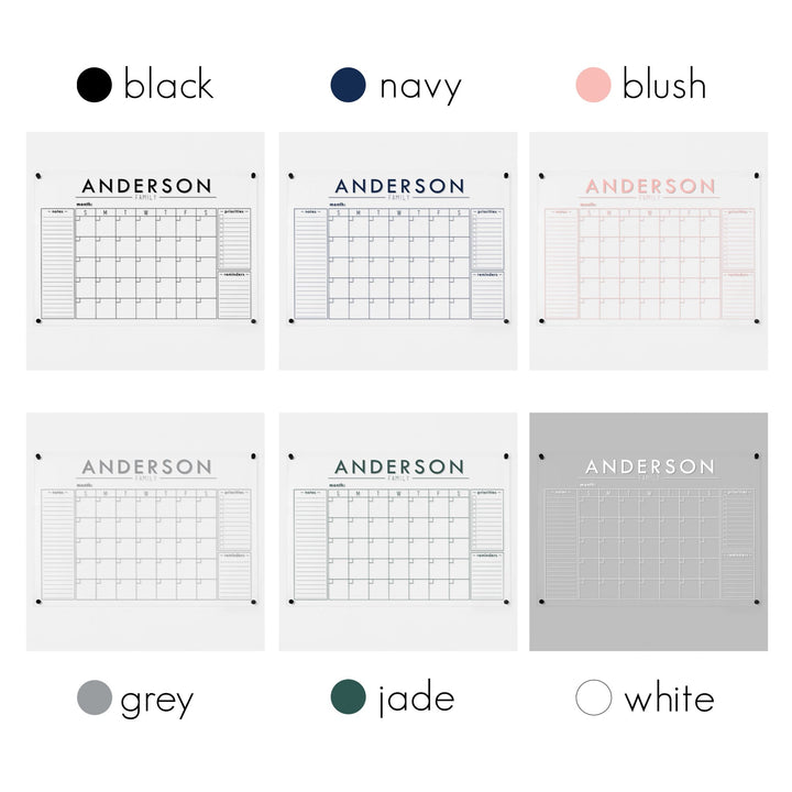 Monthly Acrylic Calendar + 3 Sections | Horizontal Craig