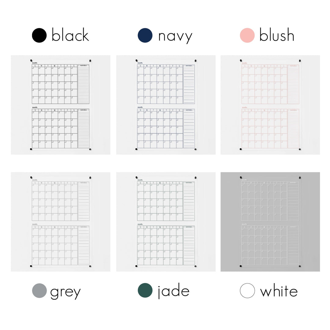 2 Month Acrylic Calendar + 2 Sections | Vertical Multi-style