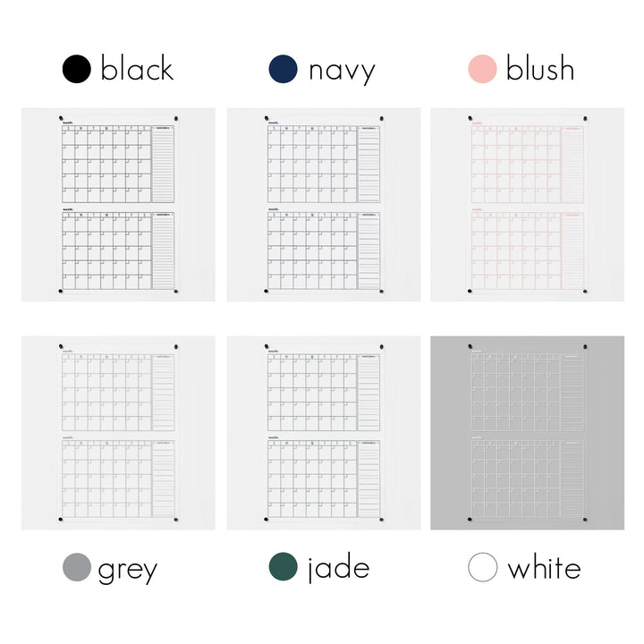 2 Month Acrylic Calendar + 2 Sections | Vertical Multi-style