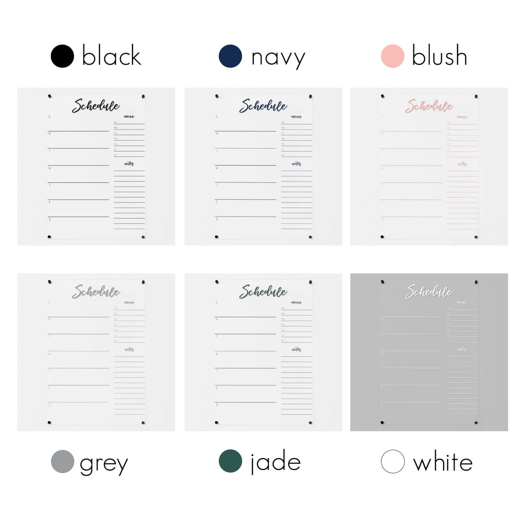 Weekly Acrylic Calendar + 2 Sections | Vertical Traeger