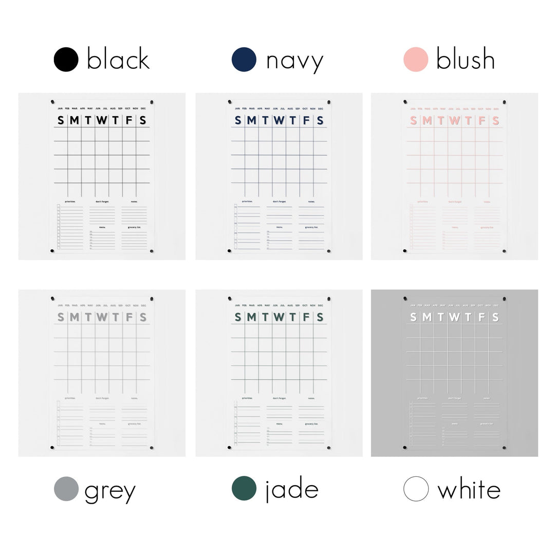 Monthly Acrylic Calendar + 5 Sections | Vertical Minimalist