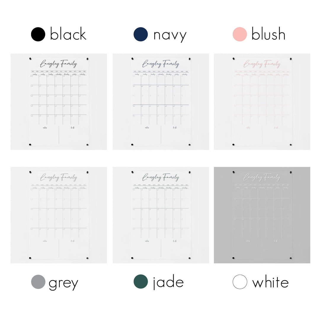 Monthly Acrylic Calendar + 2 Sections | Vertical Pennington