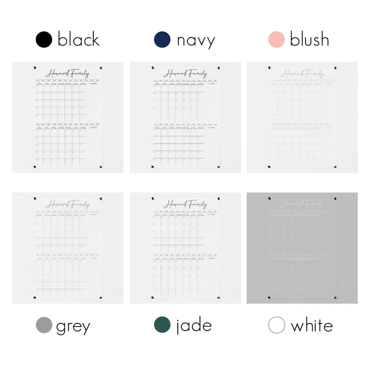 2 Month Acrylic Calendar + 2 Sections | Vertical Pennington