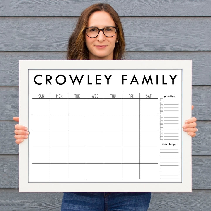 Monthly Framed Whiteboard Calendar + 2 sections | Horizontal Madi