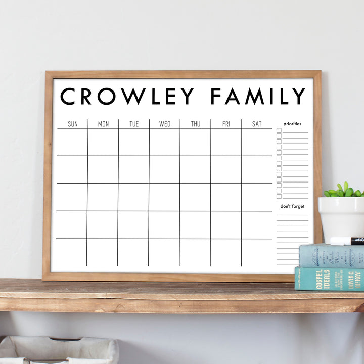 Monthly Framed Whiteboard Calendar + 2 sections | Horizontal Madi