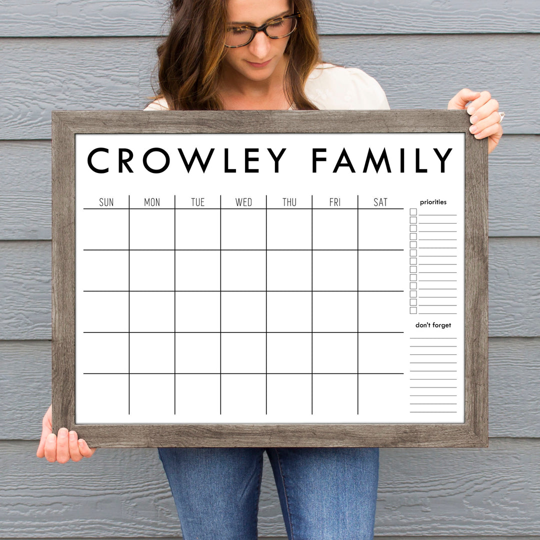 Monthly Framed Whiteboard Calendar + 2 sections | Horizontal Madi