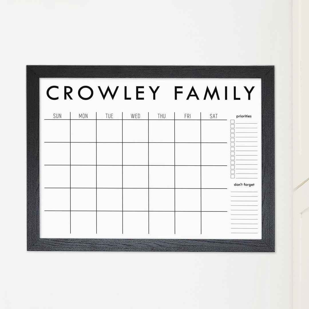 Monthly Framed Whiteboard Calendar + 2 sections | Horizontal Madi
