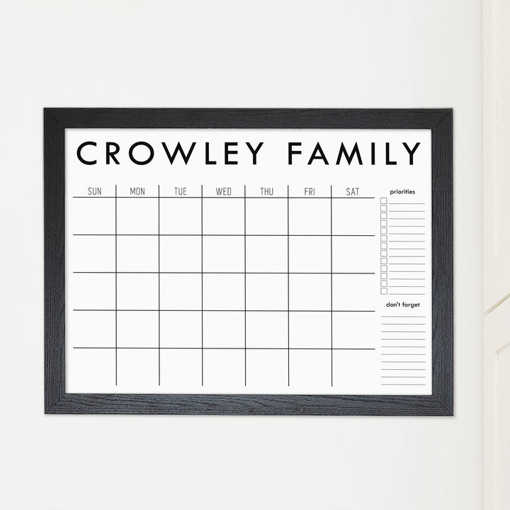 Monthly Framed Whiteboard Calendar + 2 sections | Horizontal Madi