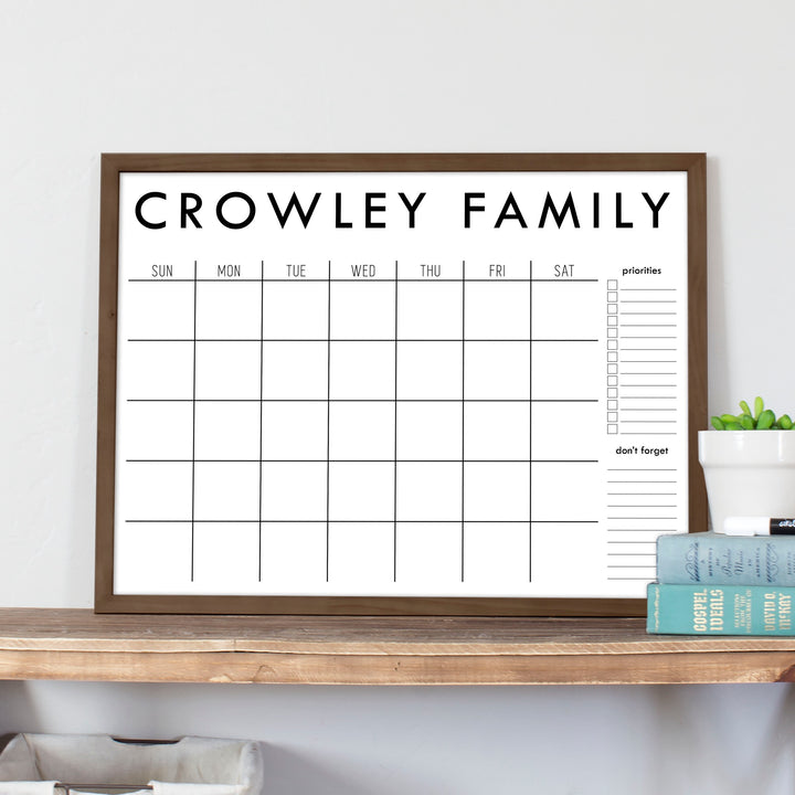 Monthly Framed Whiteboard Calendar + 2 sections | Horizontal Madi