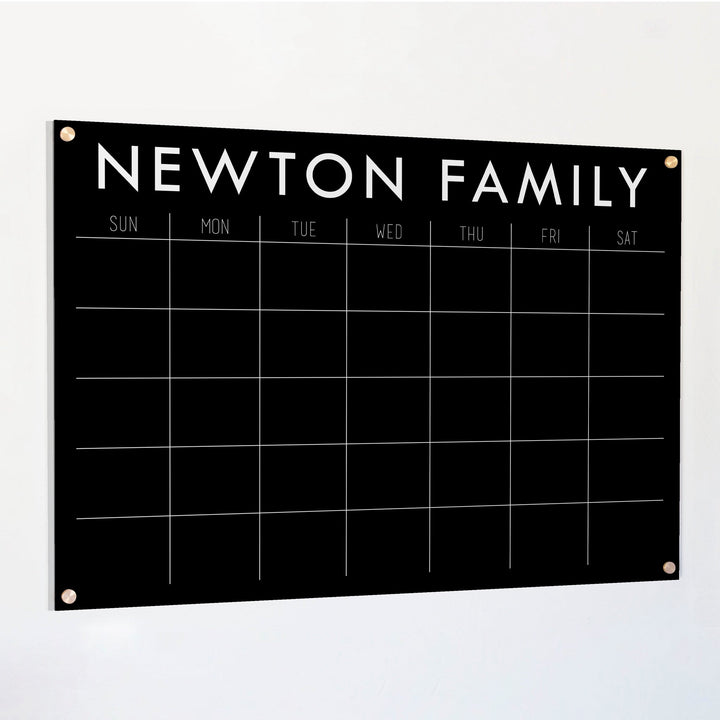 Monthly Black Acrylic Calendar | Horizontal Madi