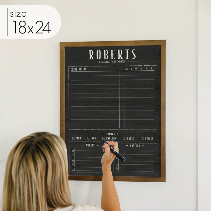 Framed Chalkboard Family Chore Chart | Vertical Swanson