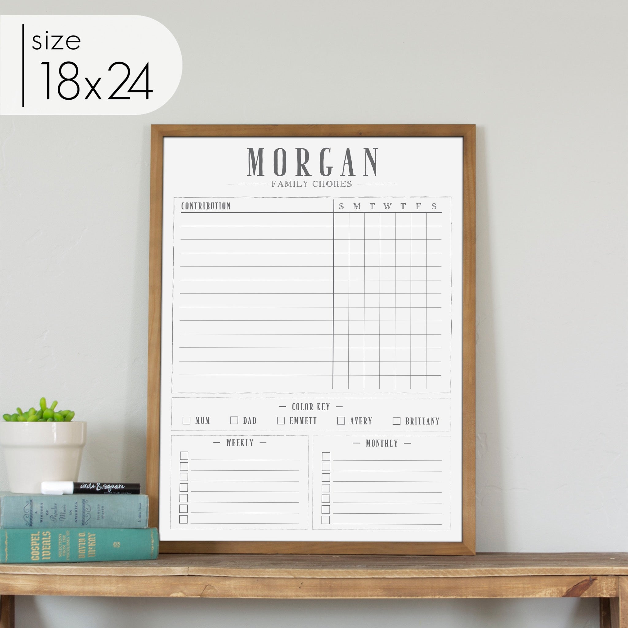 Framed Whiteboard Family Chore Chart | Vertical Swanson