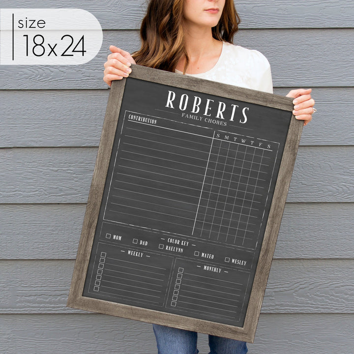 Framed Chalkboard Family Chore Chart | Vertical Swanson