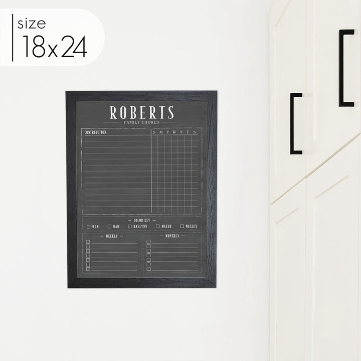Framed Chalkboard Family Chore Chart | Vertical Swanson