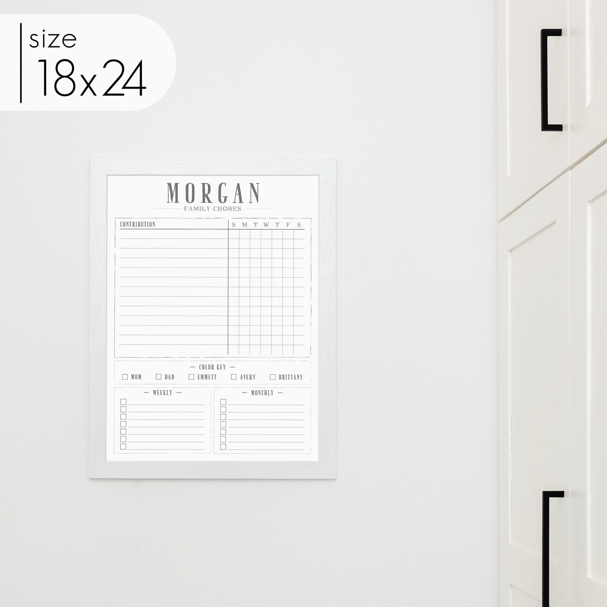 Framed Whiteboard Family Chore Chart | Vertical Swanson